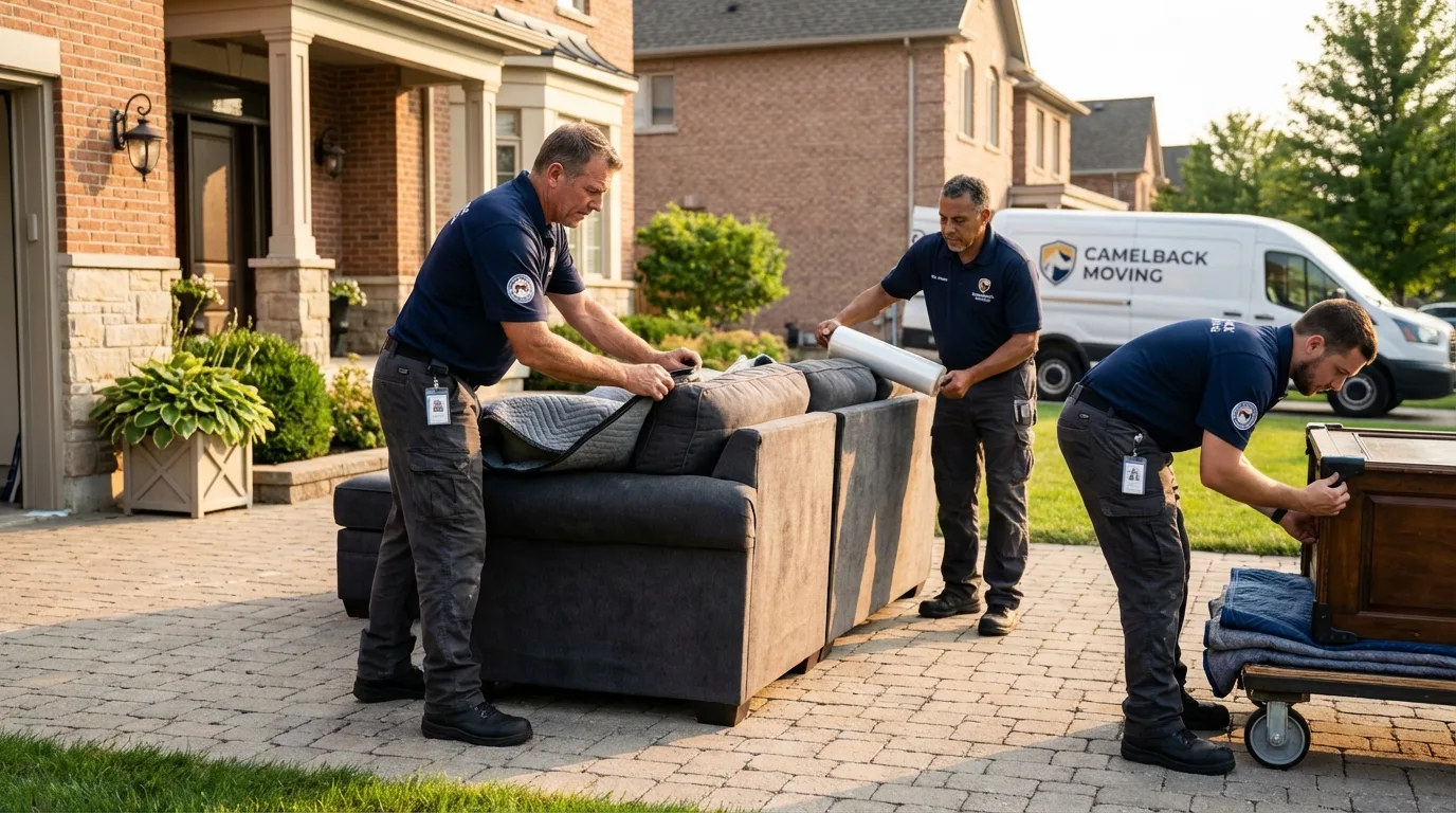 Large estate moving crew wrapping furniture in Palmer, AK
