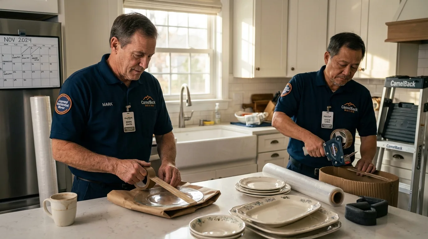 Professional crew packing kitchen dishware in Palmer, AK